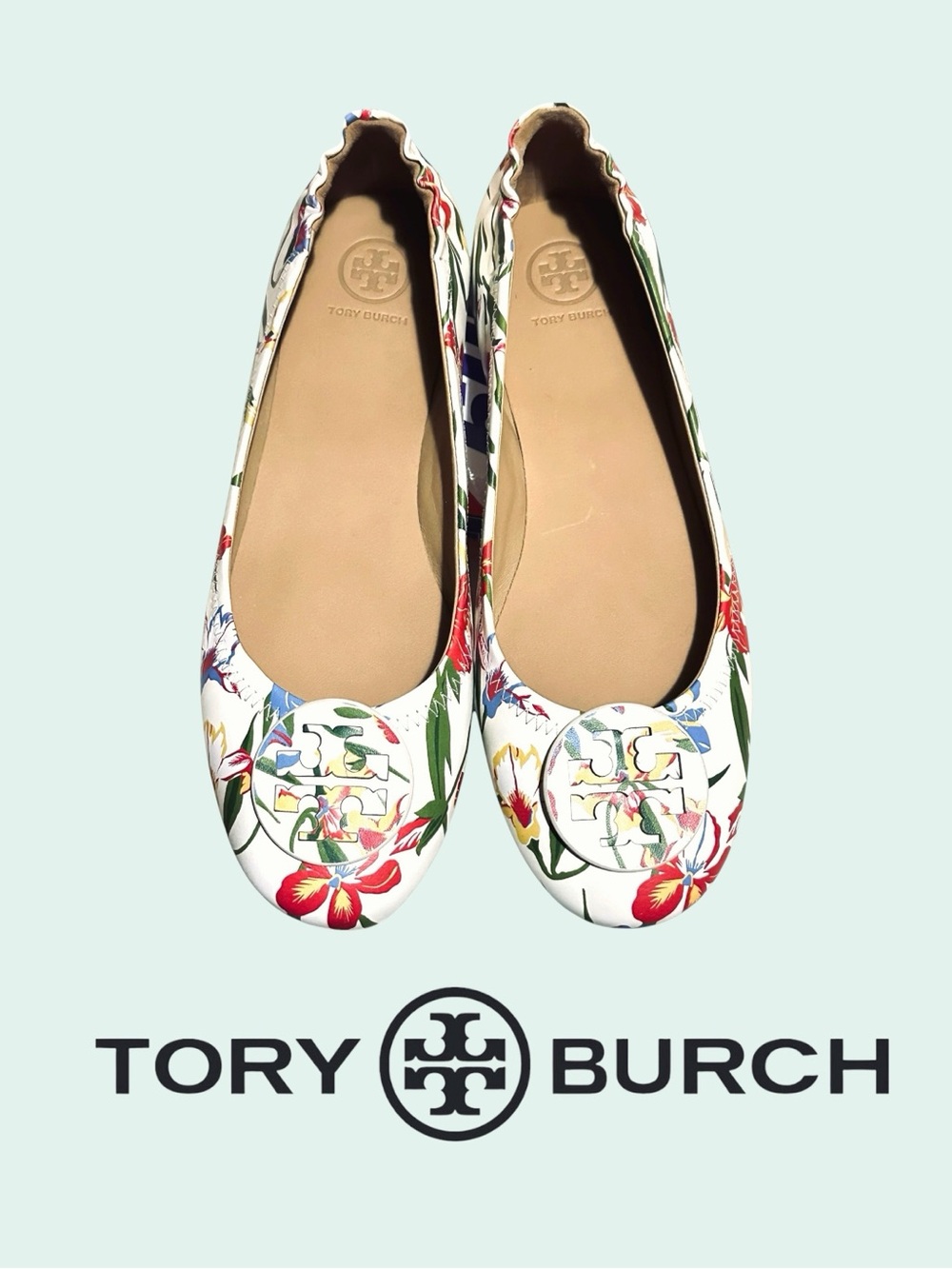 Tory Burch • NWT Painted Iris Minnie Travel Ballet Flats || Size 8.5